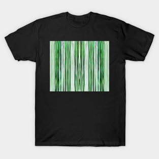 Green And White Vertical Striped - Green Aesthetic Lines T-Shirt